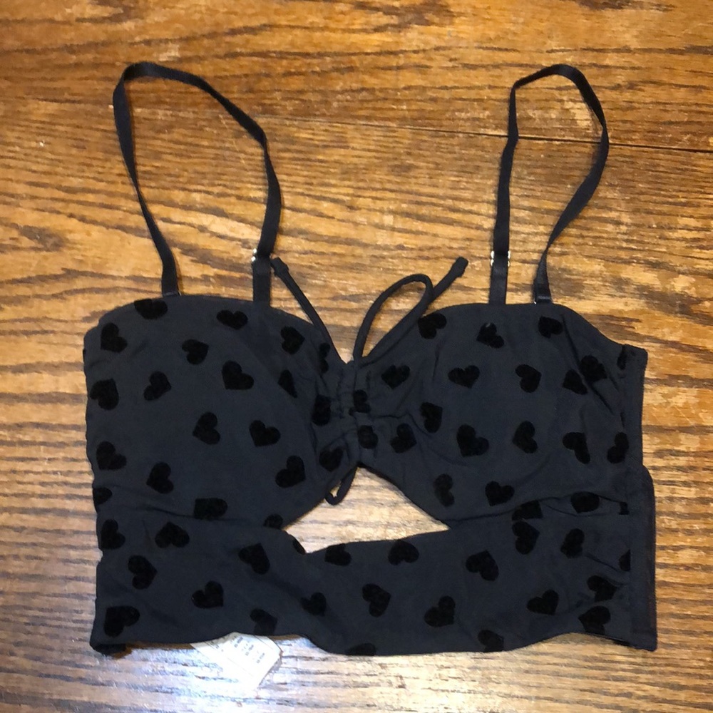 Forever 21 Black Heart Print Bikini Top